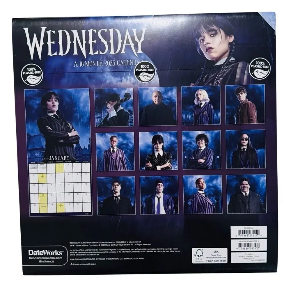 Wednesday 2025 Calendar 12 in x 12 in - 16 Months Includes 4 Months in 2026